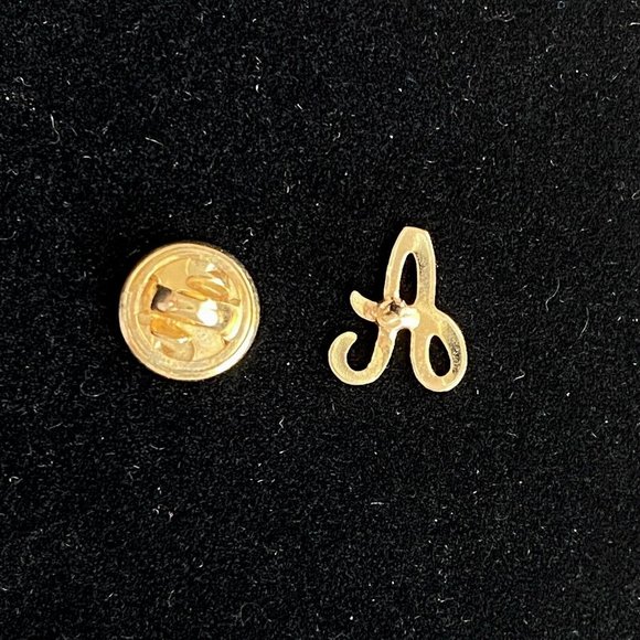 Capital A Letter Pin Initial Monogram Gold Tone Pinback For Lapel Hat Lanyard - Picture 3 of 4